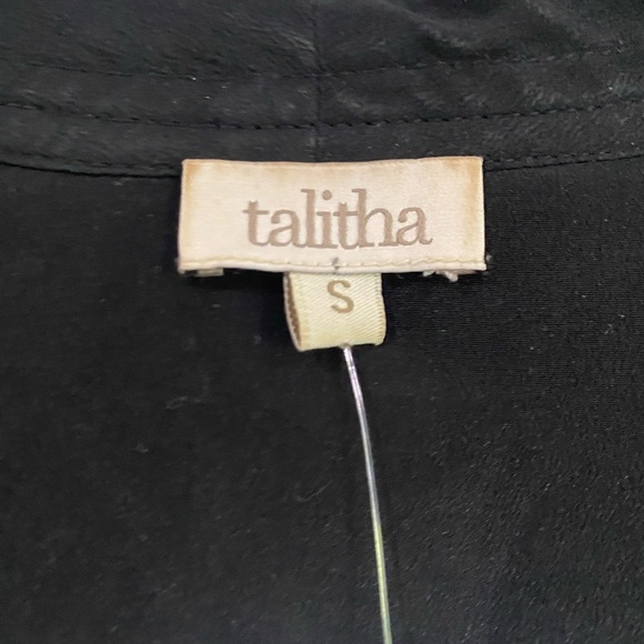 Talitha Kimono 3/4 Sleeve Silk Embroidered Floral Black Small Western Indian - Picture 9 of 15